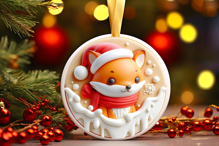 Round Christmass Ornament Sublimation|Clipart example image 1