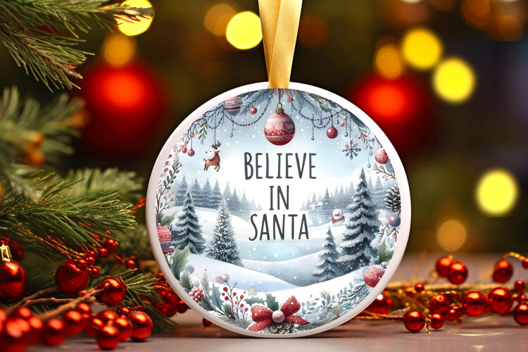 Round Christmass Ornament Sublimation|Clipart example image 1
