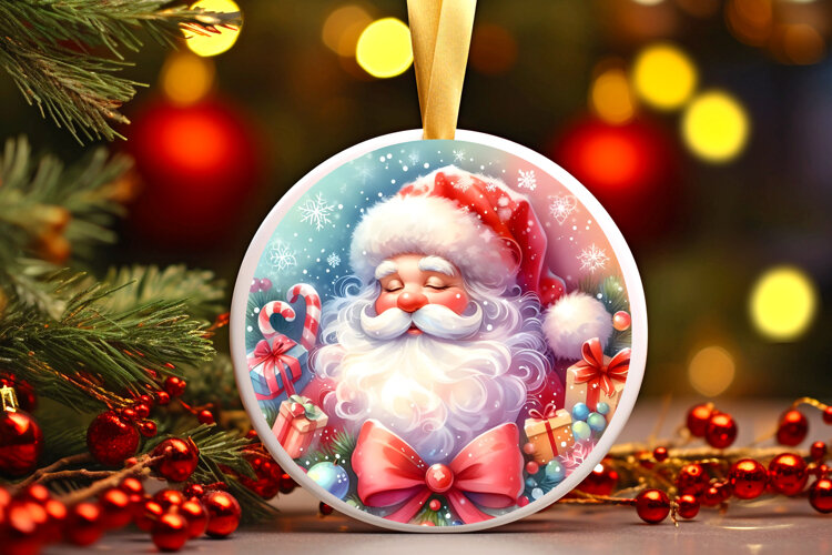 Round Christmass Ornament Sublimation|Clipart example image 1