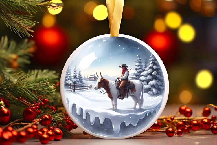 Round Christmass Ornament Sublimation|Clipart example image 1