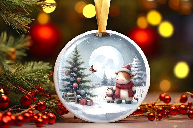 Round Christmass Ornament Sublimation|Clipart