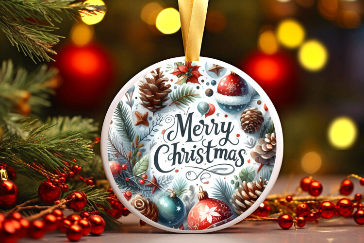Round Christmass Ornament Sublimation|Clipart example image 1