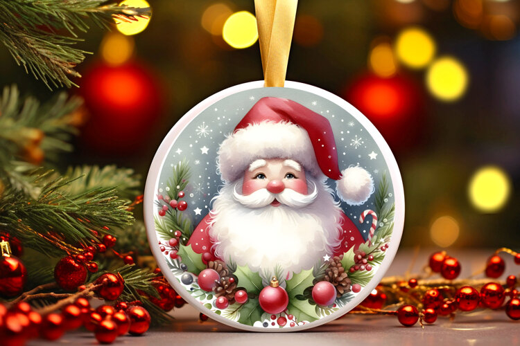 Round Christmass Ornament Sublimation|Clipart example image 1