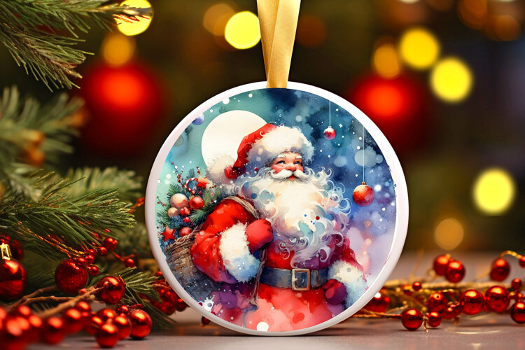 Round Christmass Ornament Sublimation|Clipart example image 1