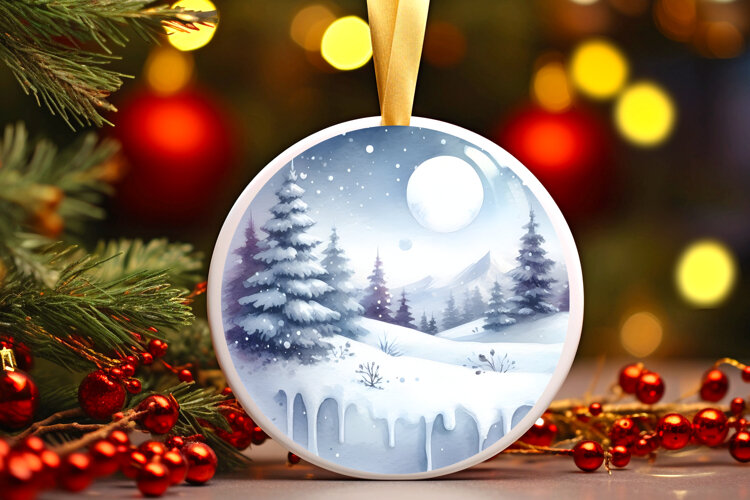 Round Christmass Ornament Sublimation|Clipart example image 1