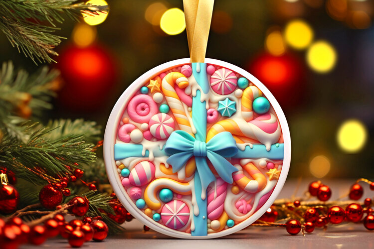 Round Christmass Ornament Sublimation|Clipart example image 1