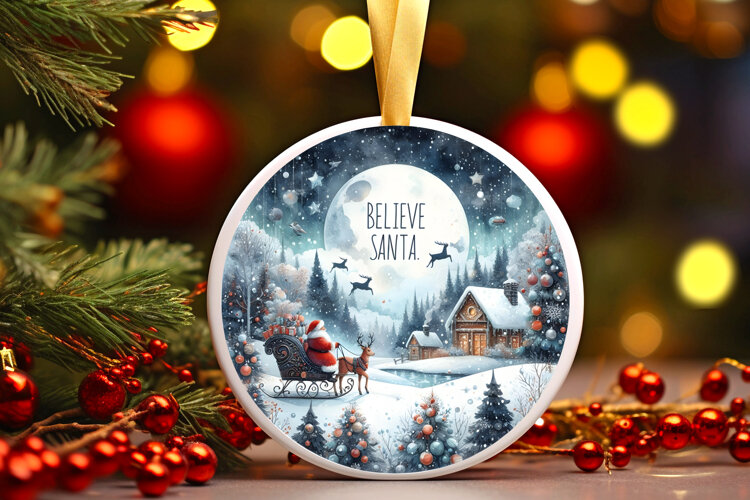 Round Christmass Ornament Sublimation|Clipart example image 1