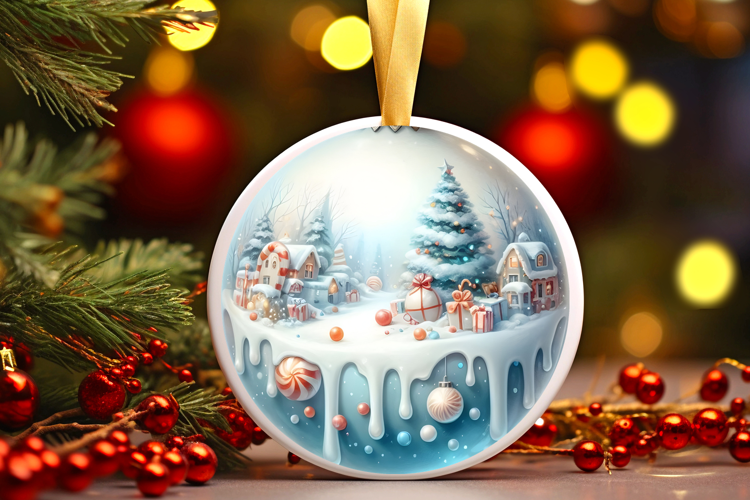 Round Christmass Ornament Sublimation|Clipart