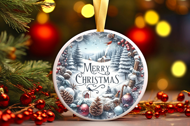Round Christmass Ornament Sublimation|Clipart