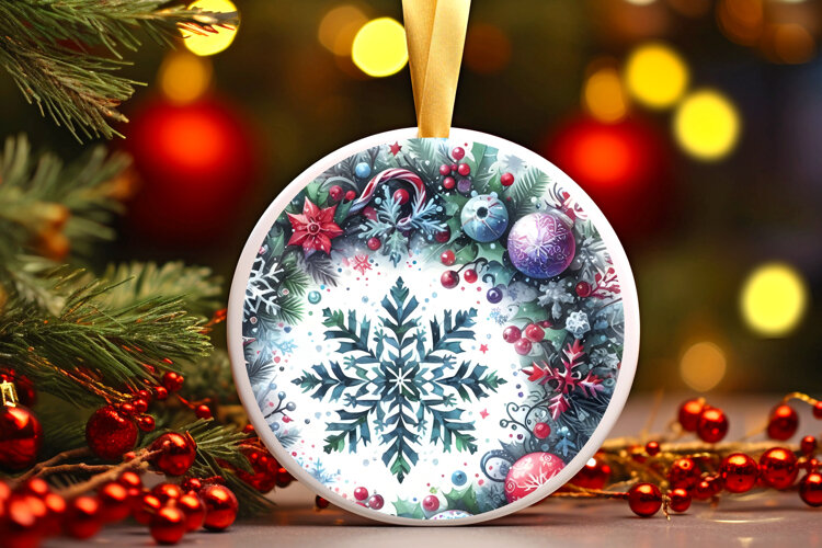 Round Christmass Ornament Sublimation|Clipart example image 1