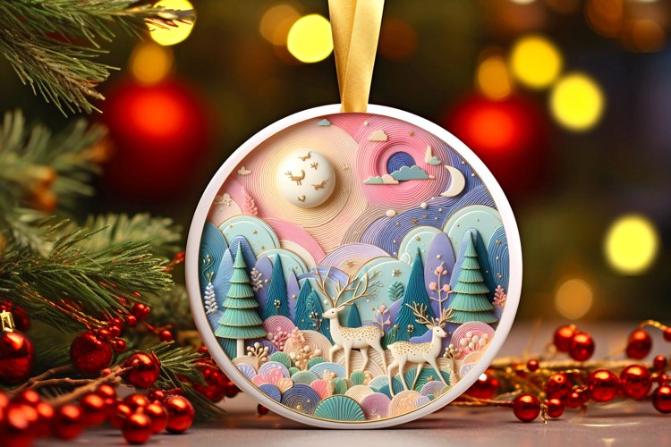 Round Christmas Ornament Sublimation|Clipart