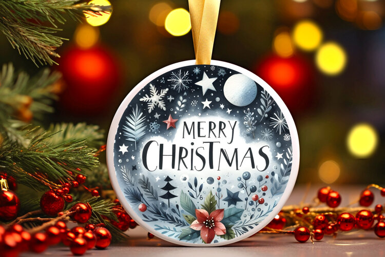 Round Christmass Ornament Sublimation|Clipart example image 1