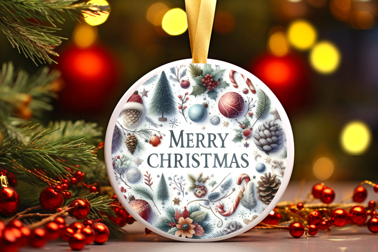 Round Christmass Ornament Sublimation|Clipart