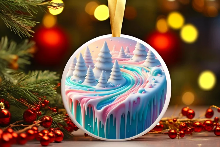 Round Christmas Image with Depth and Marzipan Winter Scene