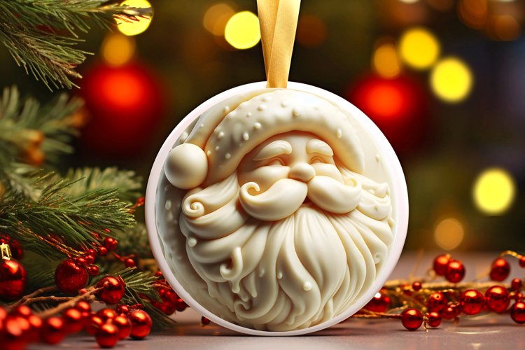 Round Christmas Image with Marzipan Santa