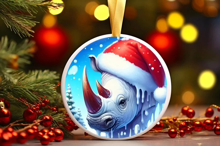 3D Rhino Christmas Portrait