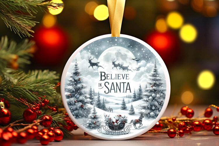 Round Christmass Ornament Sublimation|Clipart example image 1