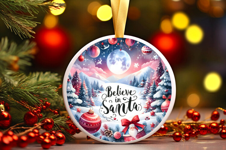 Round Christmass Ornament Sublimation|Clipart example image 1