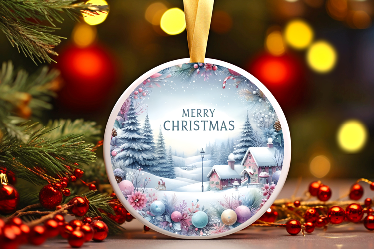 Round Christmass Ornament Sublimation|Clipart
