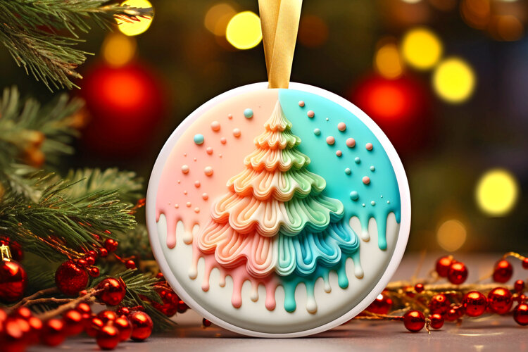 Round Christmass Ornament Sublimation|Clipart example image 1