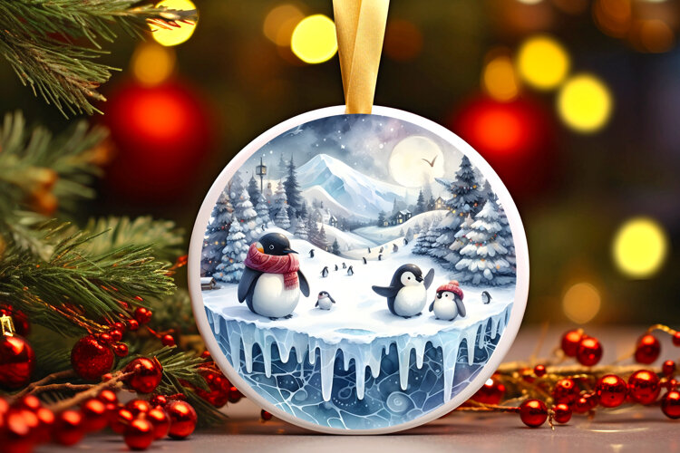 Round Christmass Ornament Sublimation|Clipart example image 1