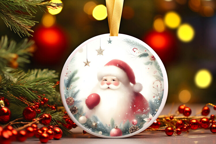 Round Christmass Ornament Sublimation|Clipart example image 1