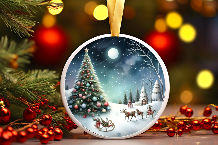 Round Christmass Ornament Sublimation|Clipart