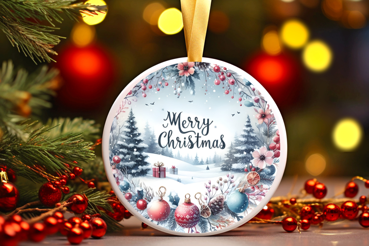 Round Christmass Ornament Sublimation|Clipart