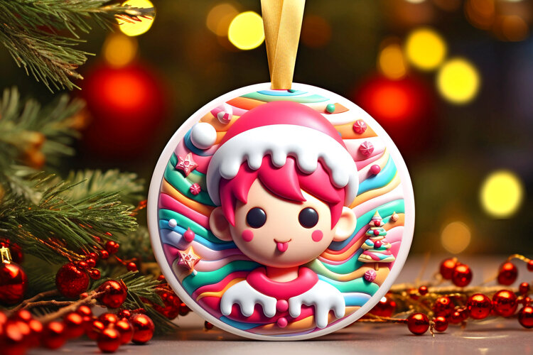 Round Christmass Ornament Sublimation|Clipart example image 1