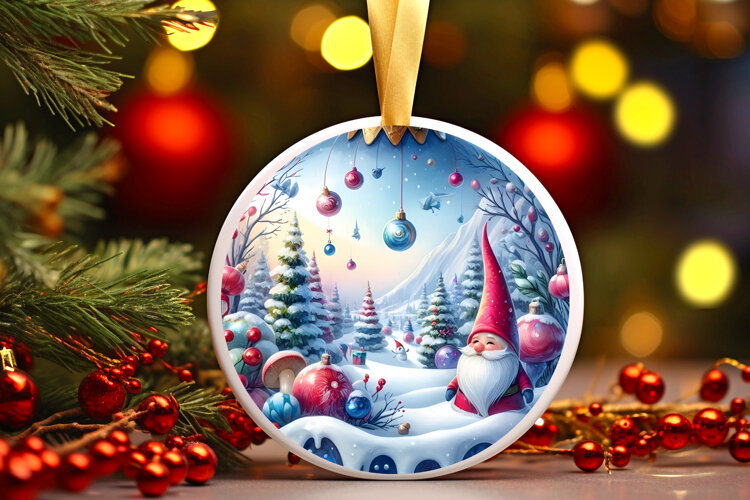 Round Christmass Ornament Sublimation|Clipart example image 1