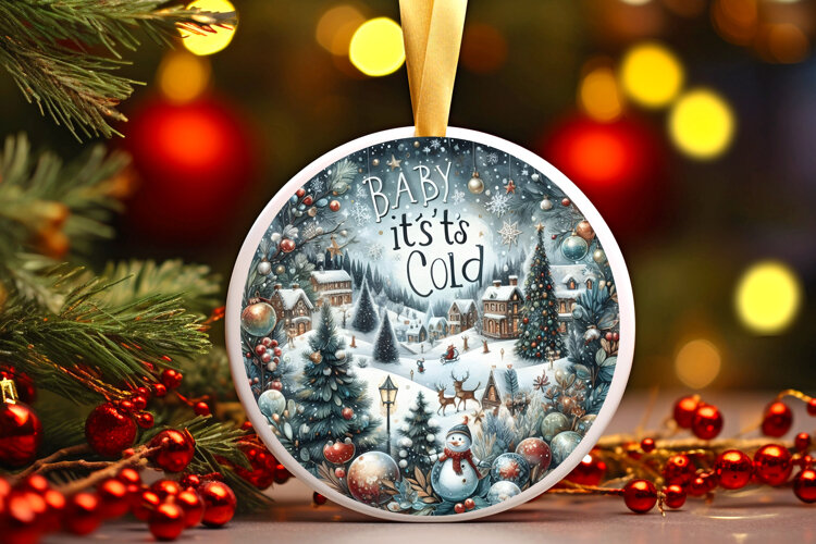 Round Christmass Ornament Sublimation|Clipart example image 1