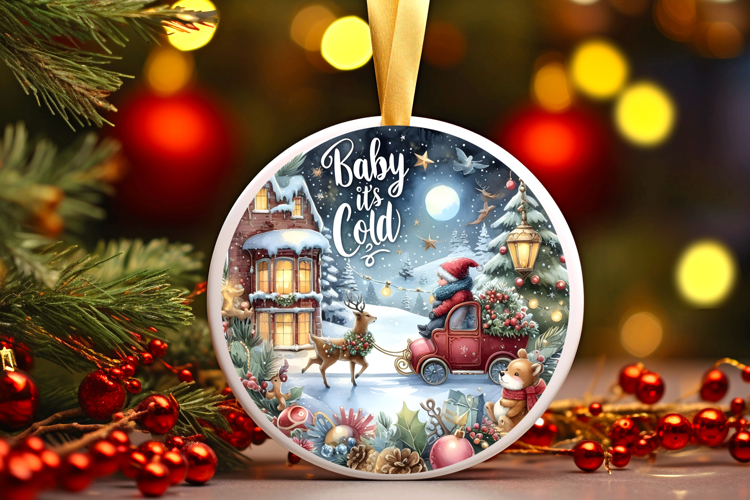 Round Christmass Ornament Sublimation|Clipart