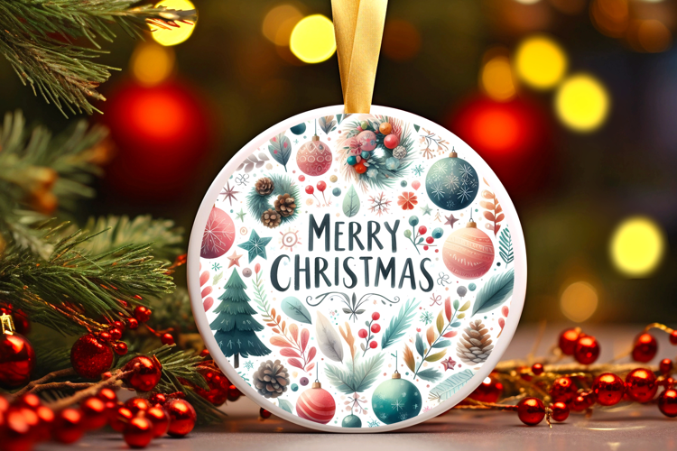 Round Christmass Ornament Sublimation|Clipart