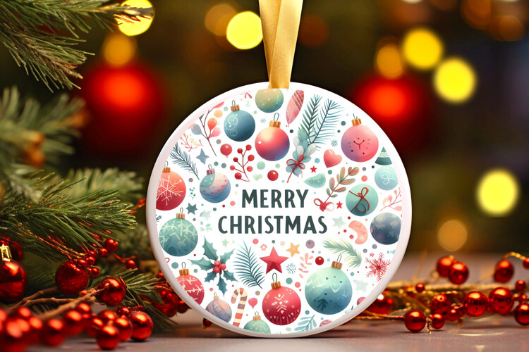 Round Christmass Ornament Sublimation|Clipart example image 1