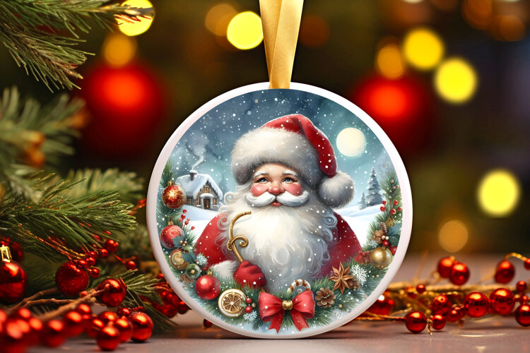 Round Christmass Ornament Sublimation|Clipart example image 1