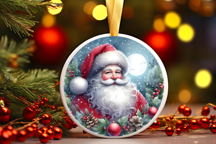 Round Christmass Ornament Sublimation|Clipart example image 1