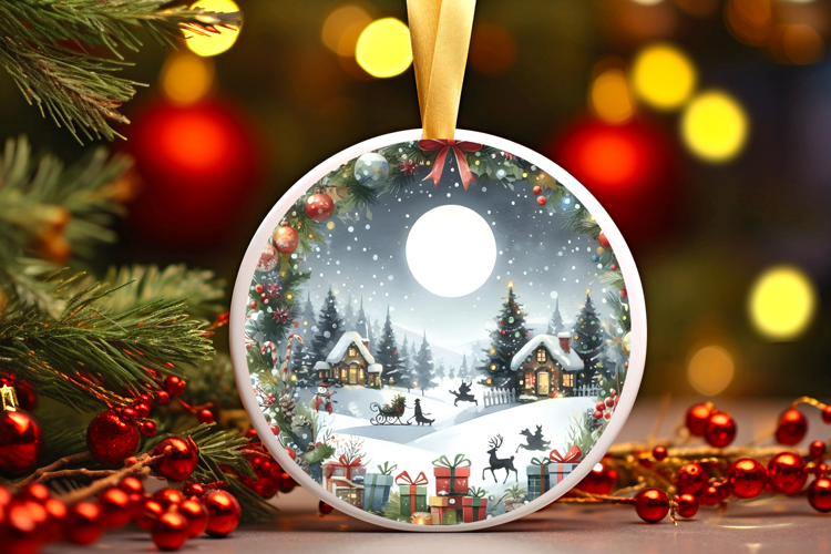 Round Christmass Ornament Sublimation|Clipart