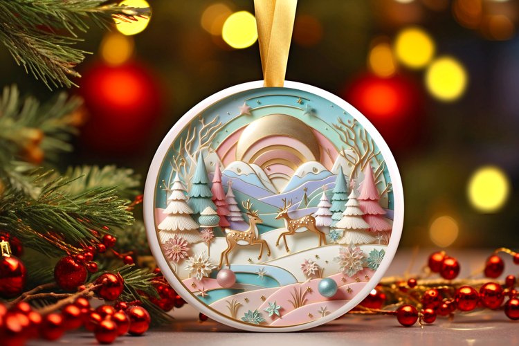 Round Christmas Ornament Sublimation|Clipart