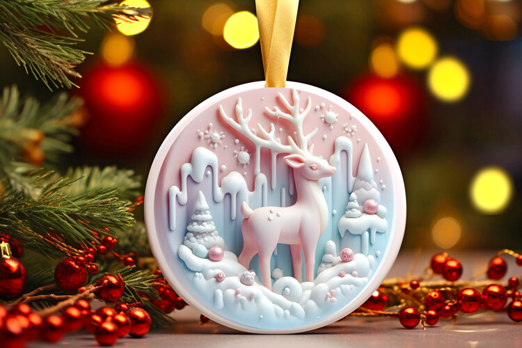 Round Christmass Ornament Sublimation|Clipart example image 1