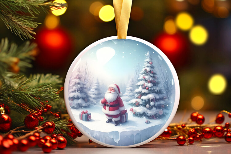 Round Christmass Ornament Sublimation|Clipart example image 1