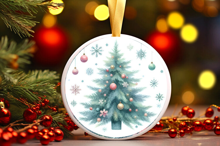 Round Christmass Ornament Sublimation|Clipart example image 1