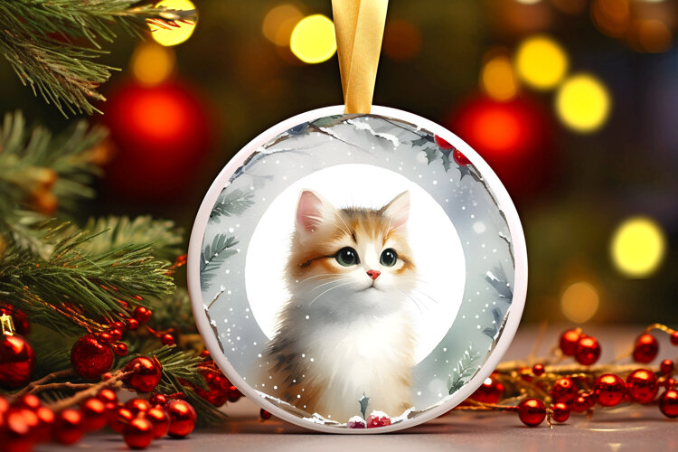 Round Christmass Ornament Sublimation|Clipart example image 1