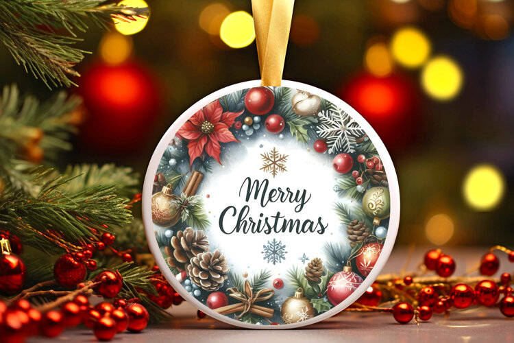 Round Christmass Ornament Sublimation|Clipart example image 1