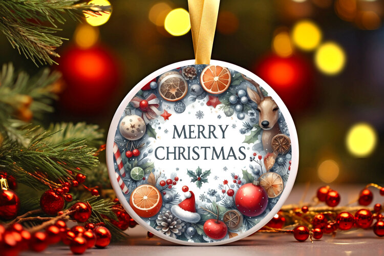 Round Christmass Ornament Sublimation|Clipart example image 1