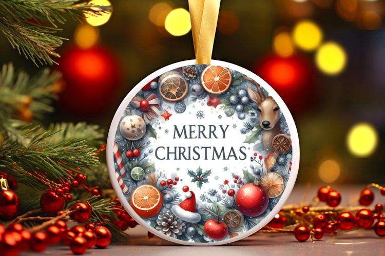 Round Christmass Ornament Sublimation|Clipart