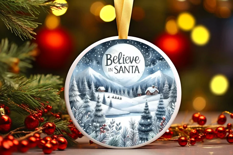 Watercolor Winter Scene Ornament
