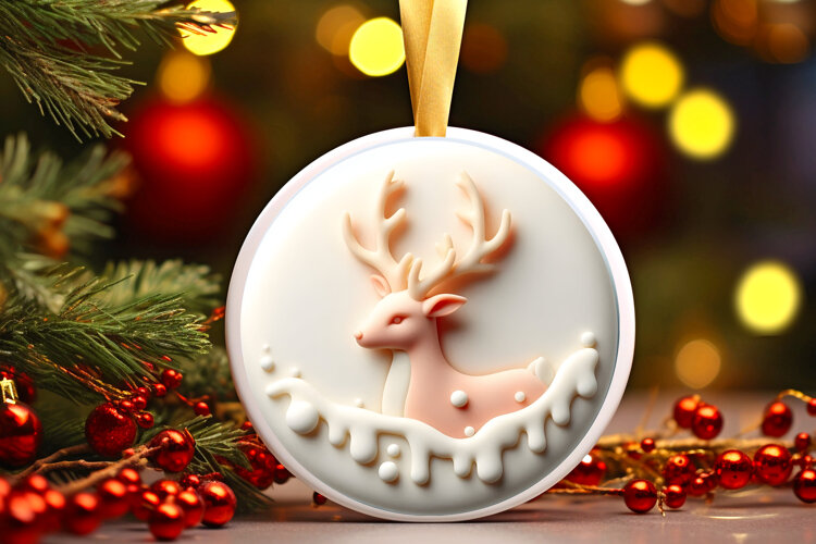 Round Christmass Ornament Sublimation|Clipart example image 1