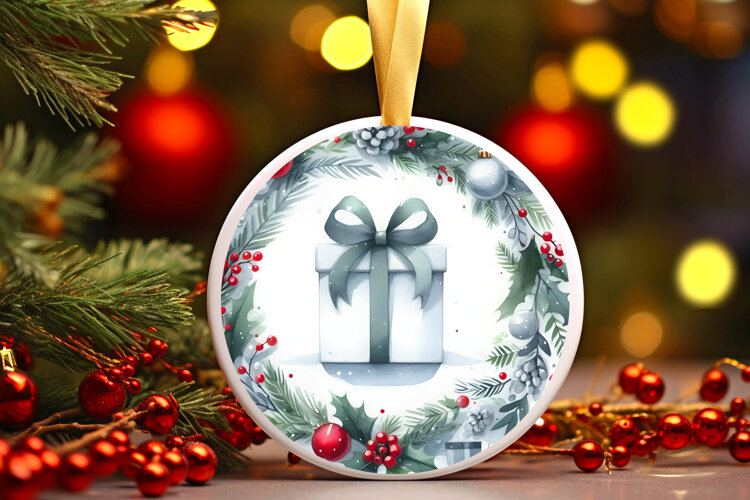 Round Christmass Ornament Sublimation|Clipart example image 1