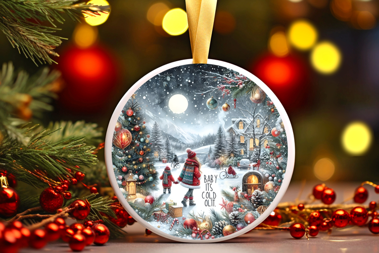 Round Christmass Ornament Sublimation|Clipart