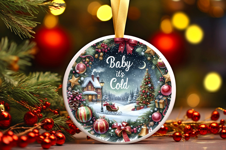 Round Christmass Ornament Sublimation|Clipart
